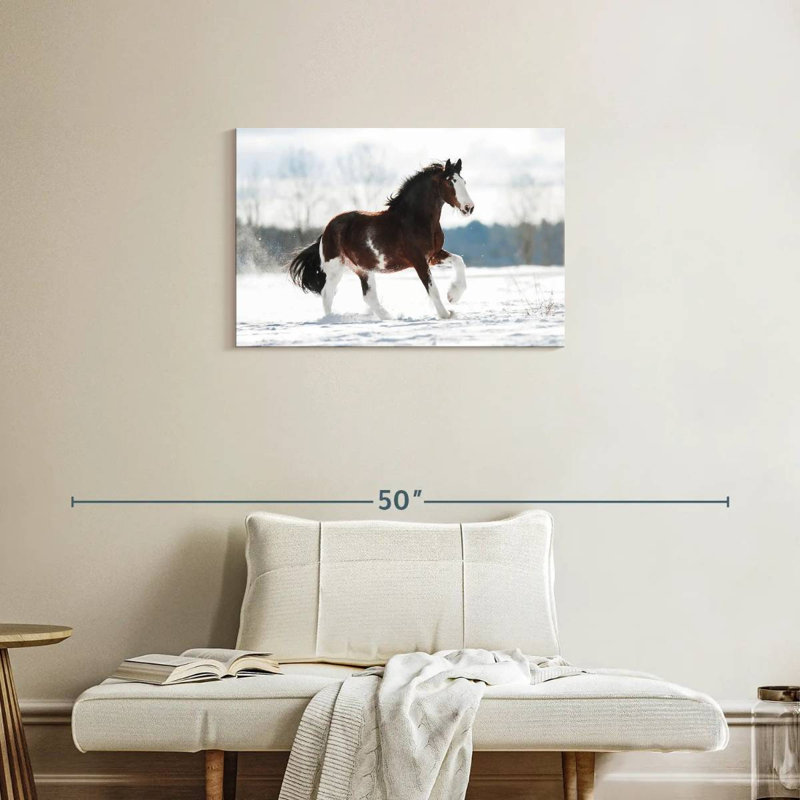 Bramly Clydesdale, cheval en hiver, H 20 po x l 30 po