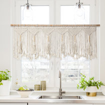 Lush Decor Linen Button Window Curtain Valance, 18 L x 52 W, Off