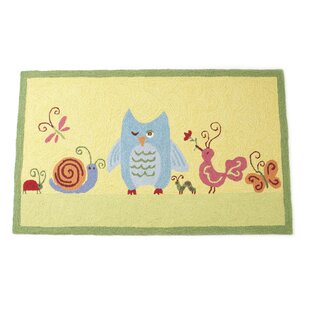 Forest Friends Hand Hooked Wool Yellow Area Rug