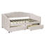 Lit de jour simple rembourré avec 2 tiroirs et support à lattes de bois - Lit de rangement pour la chambre à coucher, beige-118476583