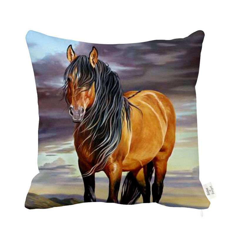 Housse et insert de coussin carré cheval