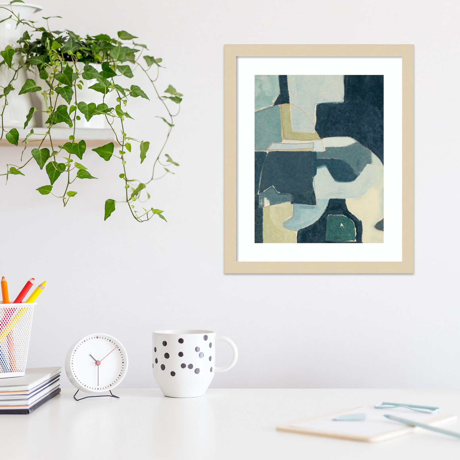 Blue Note III by Rob Delamater, Brown Framed, 21" H x 17" W x 1" D