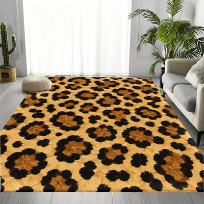 Tapis imprimé léopard, motif tacheté d'animaux sauvages, design artistique, tapis de sol antidérapant, décoration intérieure élégante pour salon, chambre, entrée, porte d'entrée, cuisine, balcon, appartement