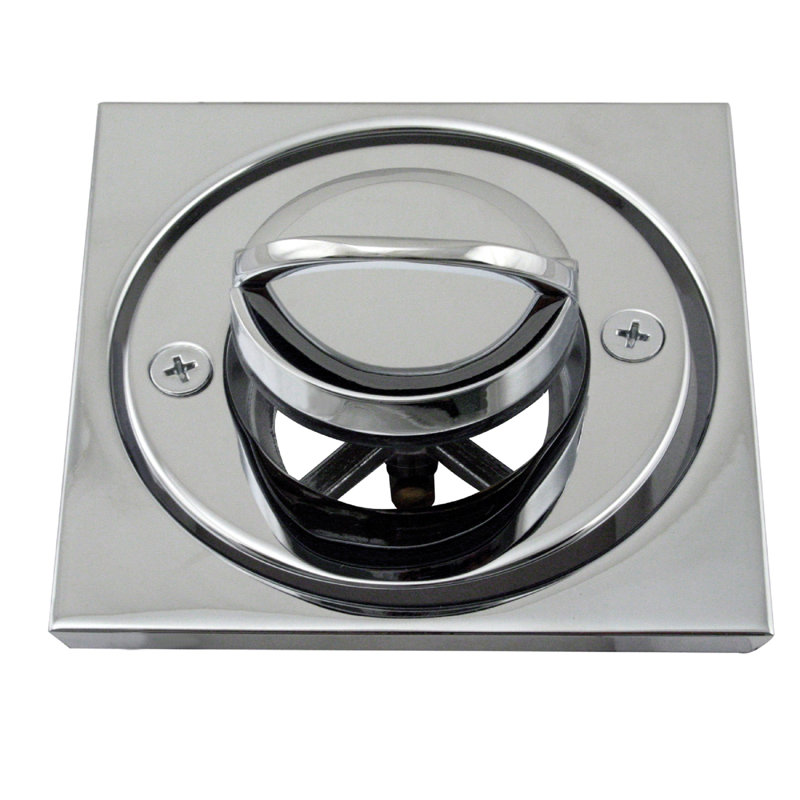 3-9/16" Roman Bathtub Drain Trim with U-Shaped Flip Up Pull Handle and 4-1/4" Tile Square, Matte Black