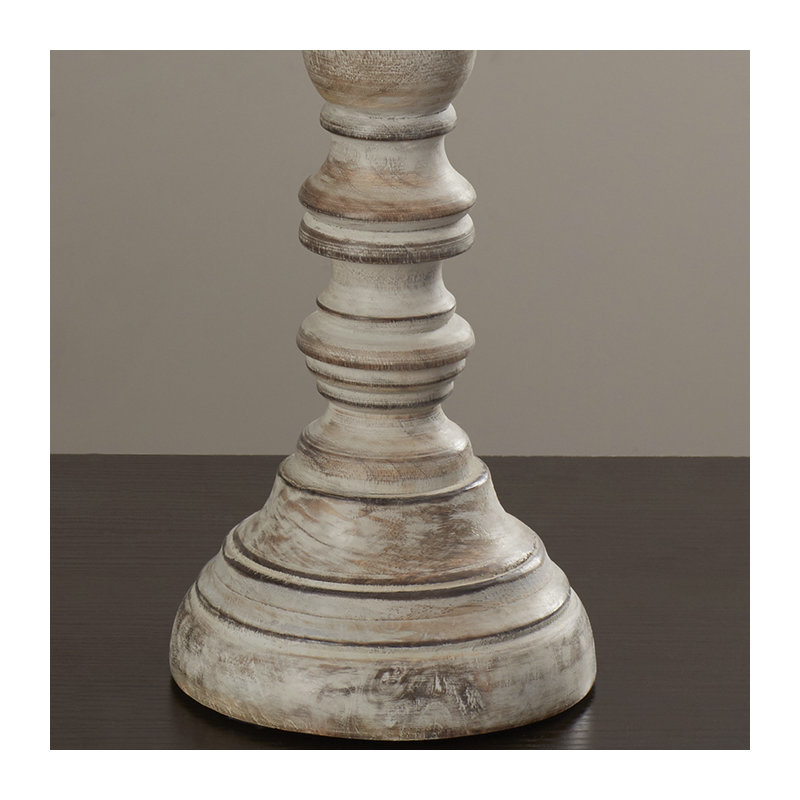 3 Piece Wood Tabletop Candlestick Set