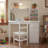 Kids Study Desk And Chair Set With Bookshelf, Flip-Top Desk, LED Lamp