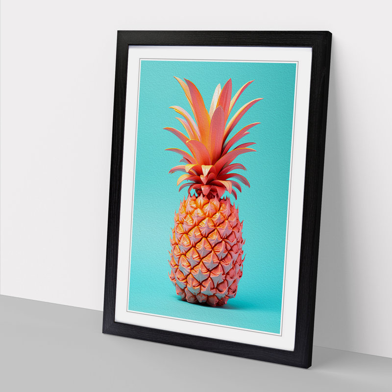 XYZ-FRM-V1223-5182 Pineapple Constructivism - Single Picture Frame Print on Wood, Black, 64cm H x 46cm W x 2cm D