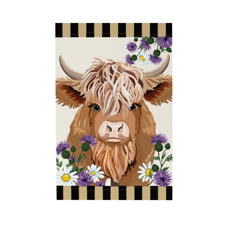 Décoration de table pétale et charrue Vache Highland, L 8 po x H 12 po