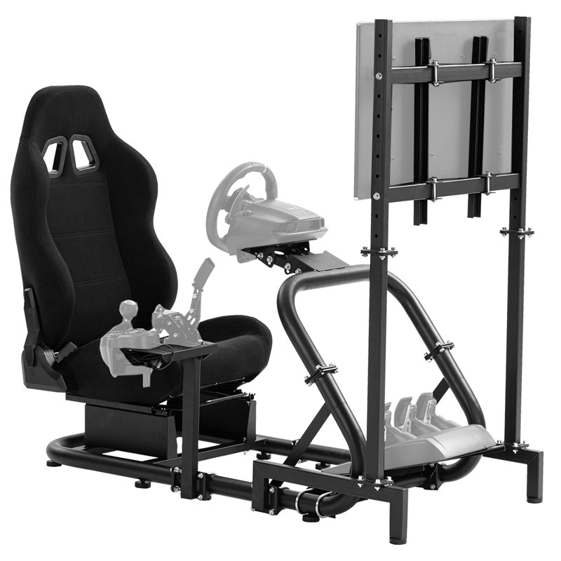 Anman Racing Simulator Cockpit with TV Stand & Seat Logitech G29 G920 G923 T300, Not Include Steering wheel & Wheels & Pedals and Shifter Handbrake