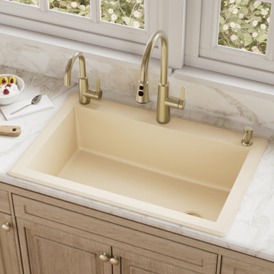 Karran Drop-in Quartz Composite 33'' X 22'' 1-Hole Single Bowl Kitchen Sink