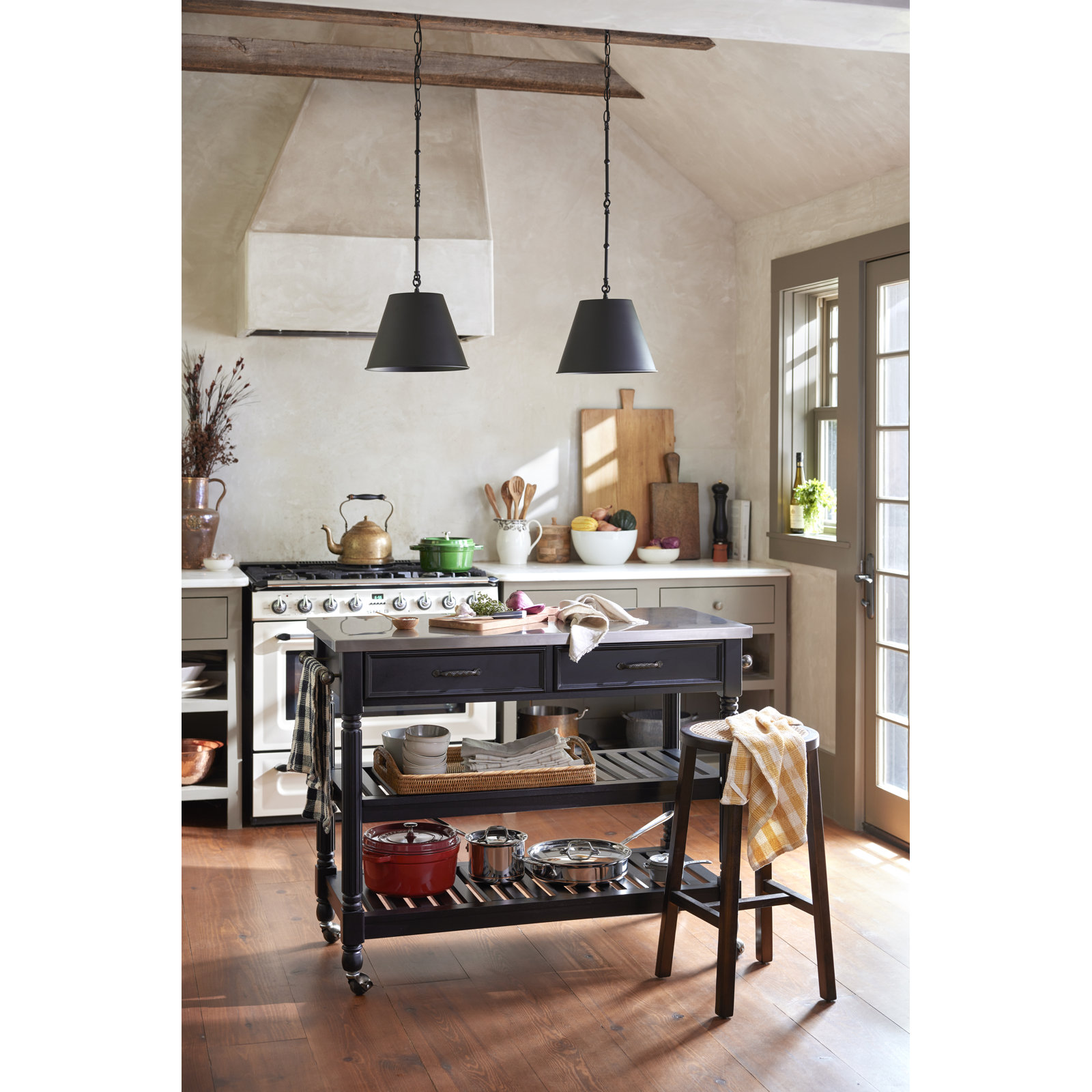 Glenwood Solid Wood Kitchen Island, Black