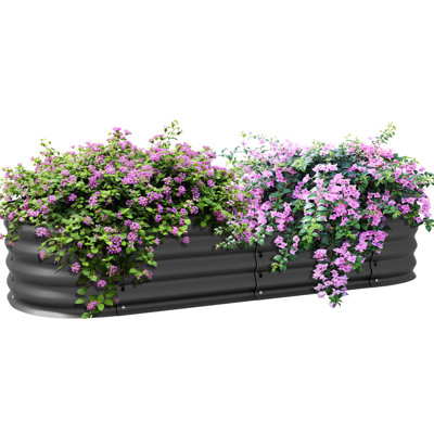 Galvanized Metal Elevated Planter Box, 4.9' X 2' 1', Dark Gray Garden Bed For Plants, Edging, Easy Diy Assembly, Effective Drainage 1' Kit, With Feature, To Build, Self-draining Flower & Vegetable