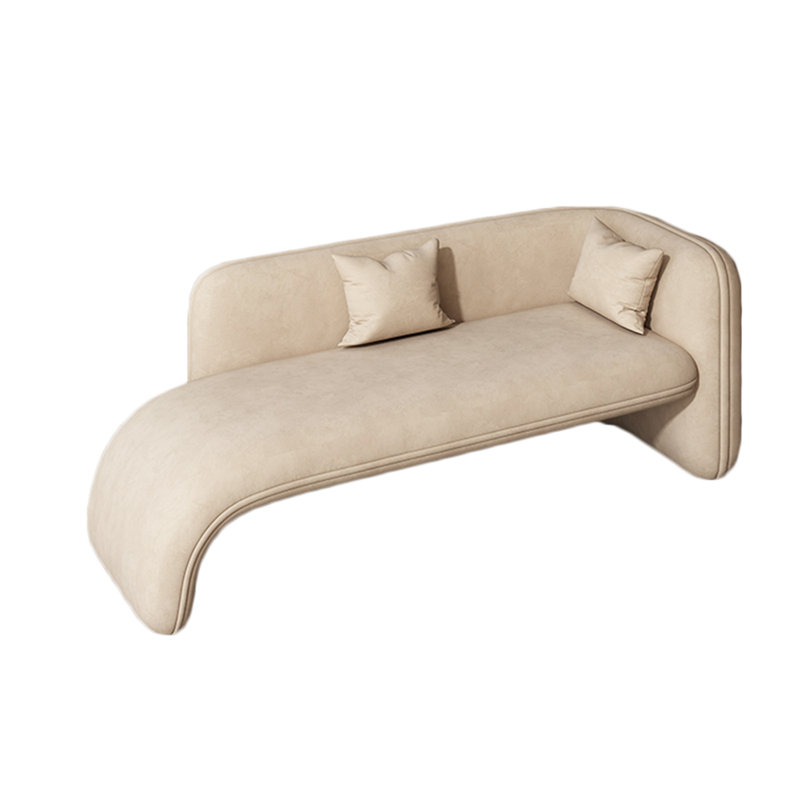 Chaise longue rembourrée Svetlin, Jaune crème, Accoudoir à droite (vu de face)