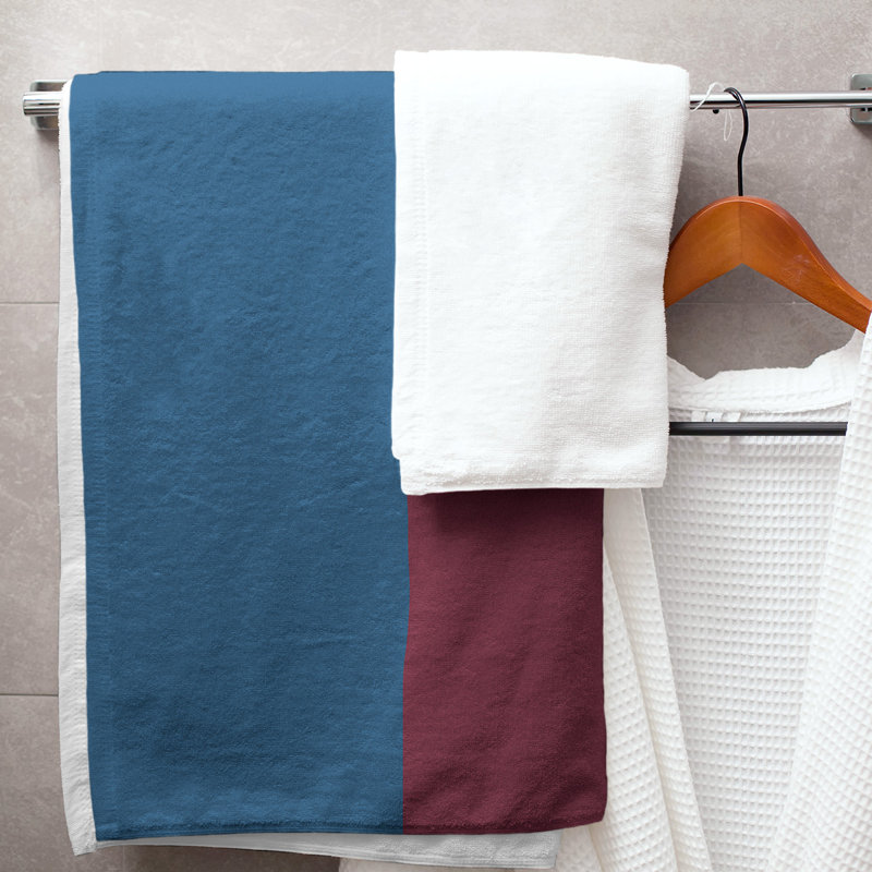 Colorado Lightweight Bath Towel, Blue/Burgundy/Silver, Microfiber