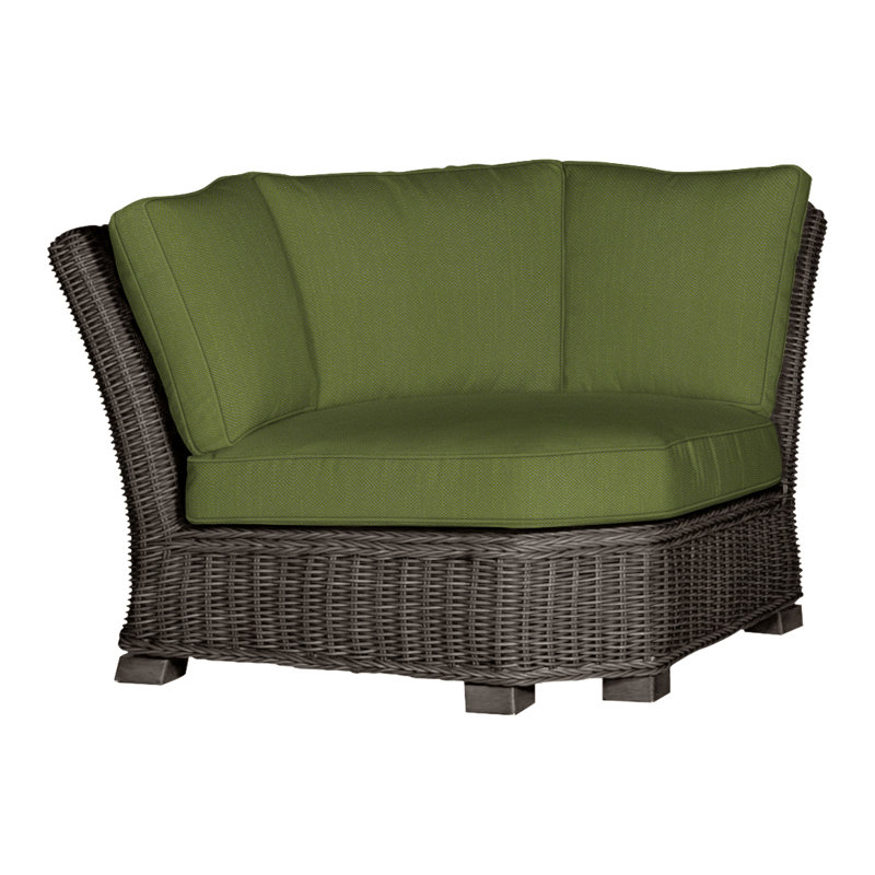 Rustic Woven Sectional Corner, Rollo Silver InsideOut® Linen, Welt, Black Walnut