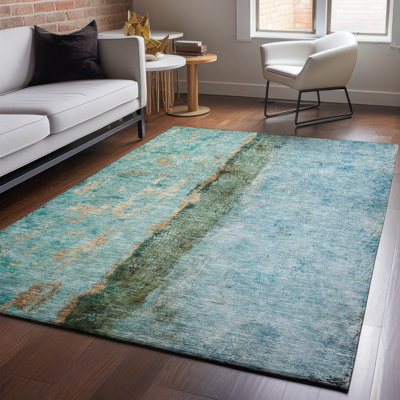 Premium Machine Washable Cerrito AMF605 Blue Rug