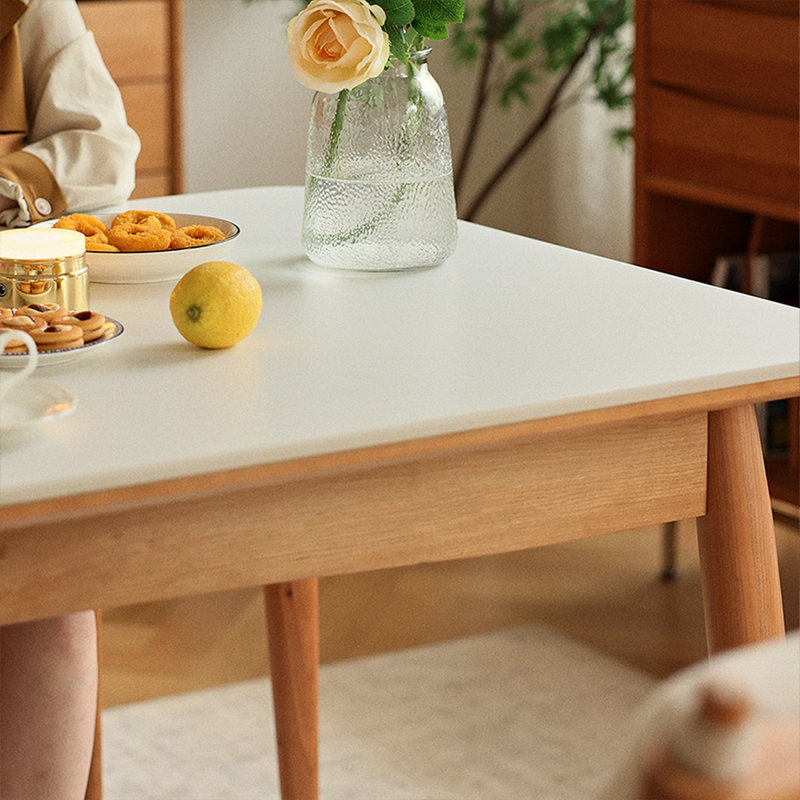 Pierre rectangulaire blanche avec table de salle à manger Soild pour la salle à manger / cuisine, Blanc