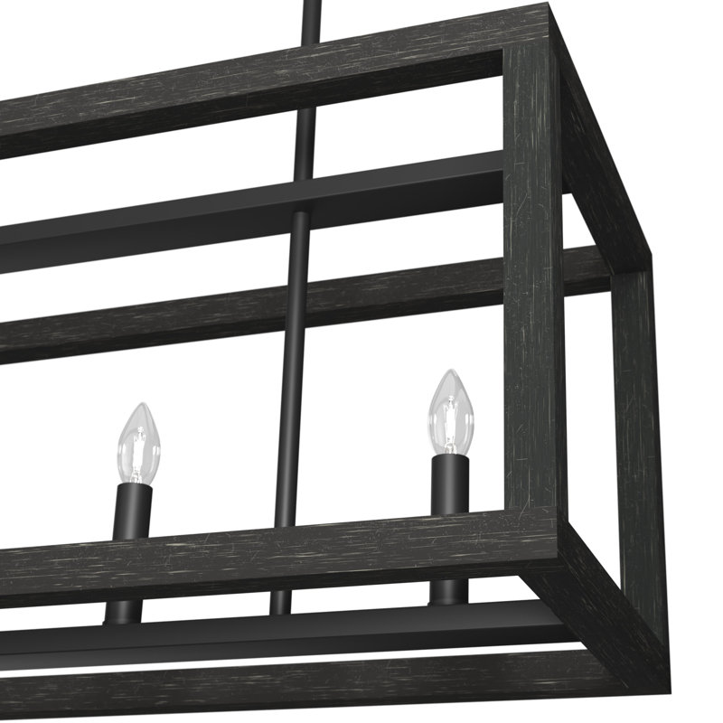 Squire Manor 5 - Light Kitchen Island Linear Pendant Light, Matte Black