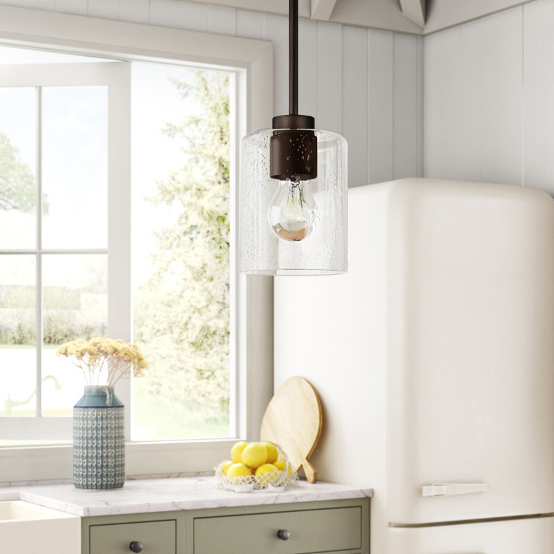 Luminaire suspendu cylindrique à 1 lumière Babson, Bronze