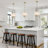 15 Inch 3-Light Modern Glass Chandelier With Water Ripple Glass Shade, Rustic Farmhouse Round Drum Pendant For Kitchen Island