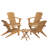 Solid Teak Wood Adirondack Chair Set of 5 with Folding Side Table, Weather Resistant Outdoor Patio Conversation Set for Garden/Backyard, Natural Finish