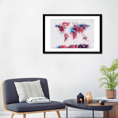 « world map paint gouttes v » par michael tompsett, reproduction d’art sur toile