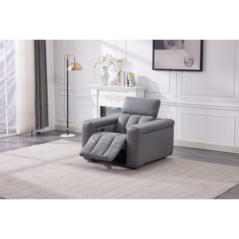 Dallas Leather Power Recliner chair, Grey