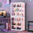 Metal Display Cabinet with Glass Doors and Shelves-1686444959