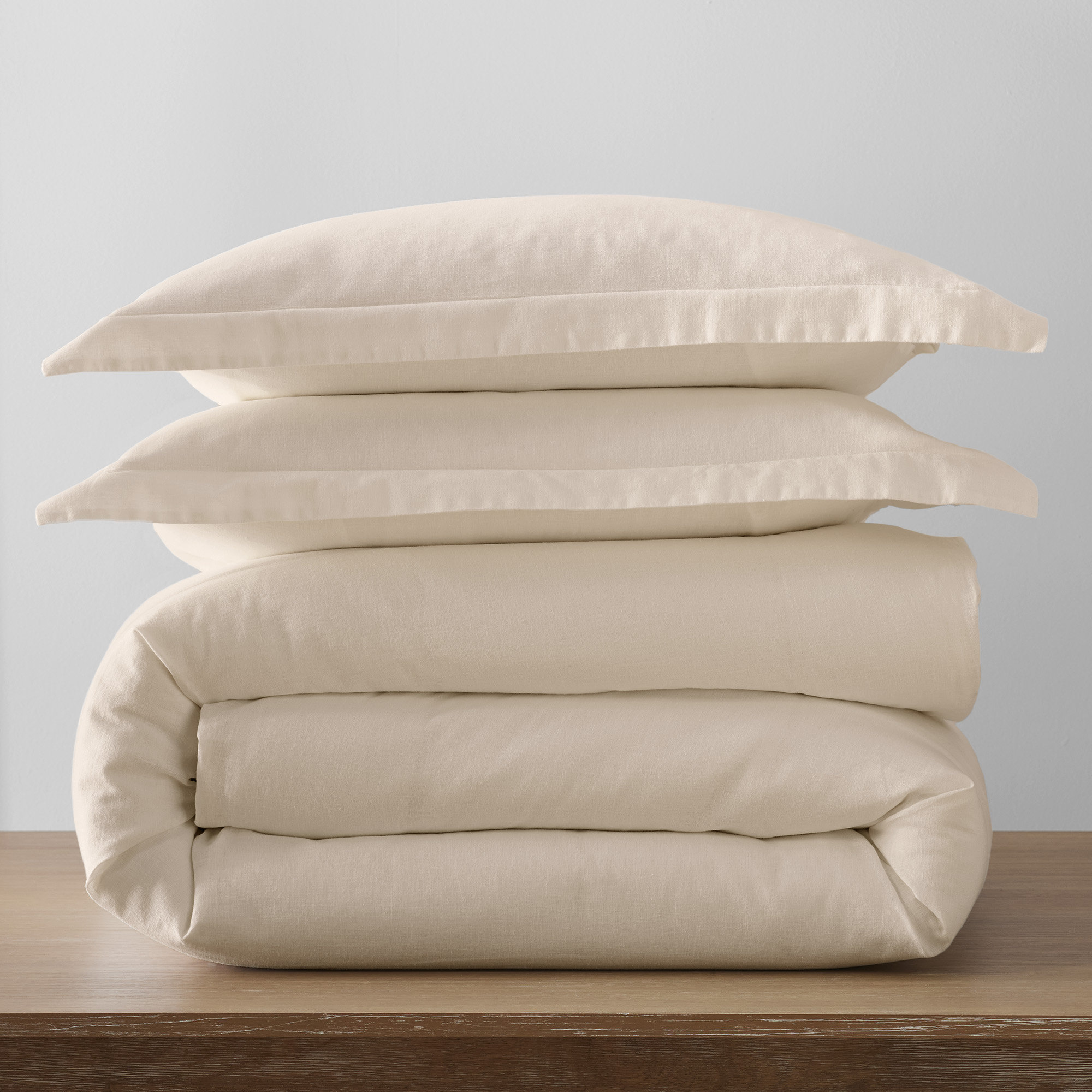 Jeffen Linen Blend Duvet Set, Full/Queen Duvet Cover + 2 Standard Shams, Ivory