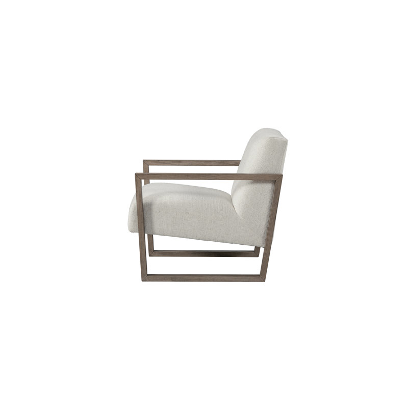 Daedric Upholstered Armchair, Off White Polyester Blend