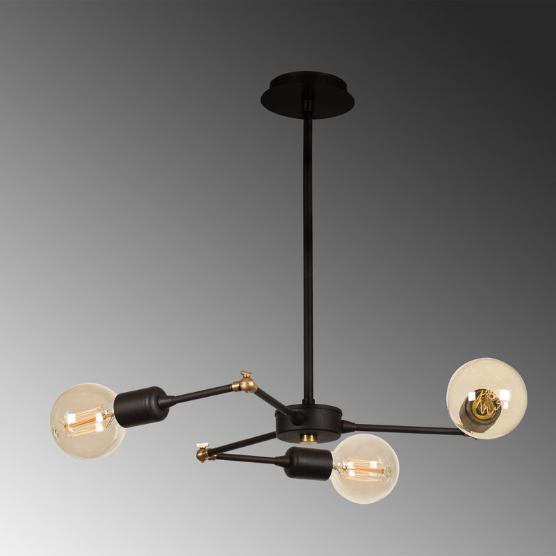 Luminaire suspendu unique à 3 lumières Kiah, Noir