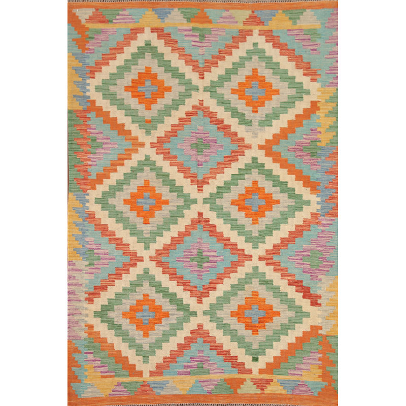 Tapis réversible en laine Kilim 5 x 7