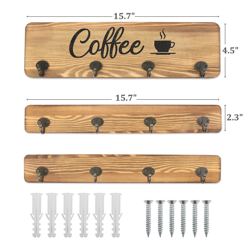 Porte-tasses mural Rustic, Bois