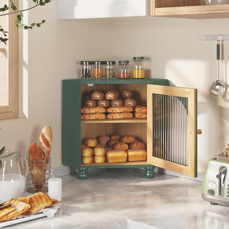 2-Layer Bread Box For Kitchen Countertop, Green