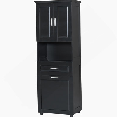 Tall Bathroom Cabinet With Laundry Basket, Large Storage Space