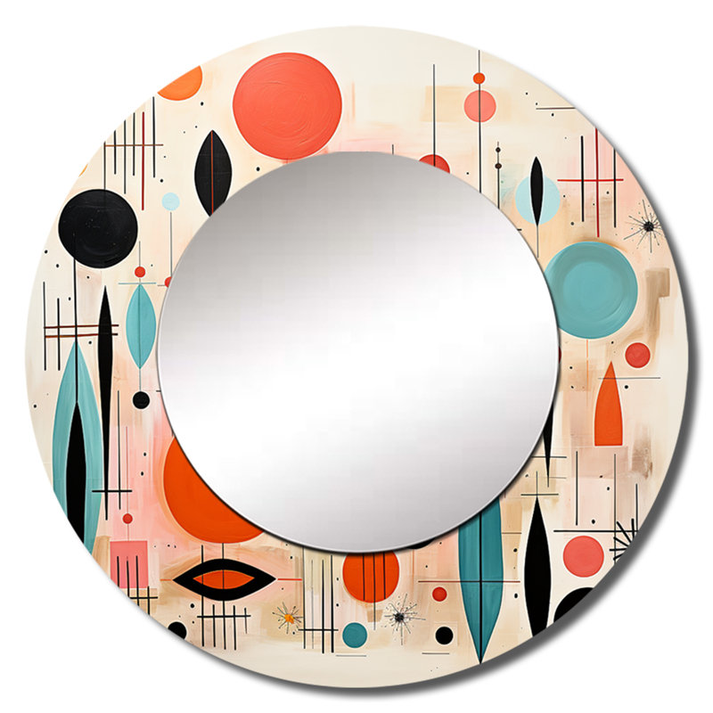 Sedarath rose bleu Mid Century Whimsical Wonders IV - miroir mural moderne Mid-Century, 36 po x 36 po