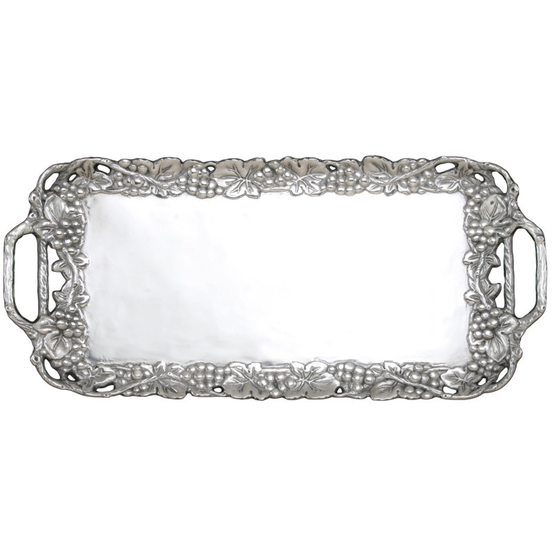 Grape Motif Aluminum Serving Tray with Handles