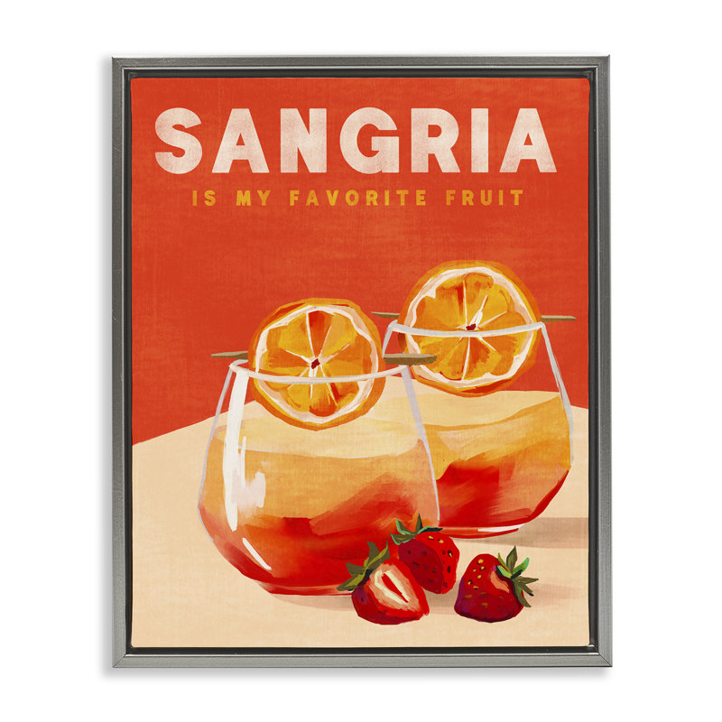 Art mural sur toile Sangria Favorite Fruit Floater par The Whiskey Ginger, Cadre flottant gris lustré, H 21 po x l 17 po