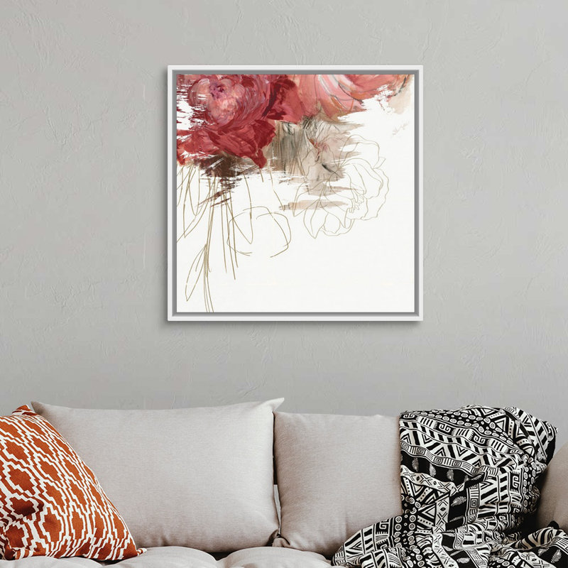 Reproduction d’art sur toile, "Crimson Lust III" par PI studio, H 32 po x l 32 po x P 1,75 po, Cadre blanc