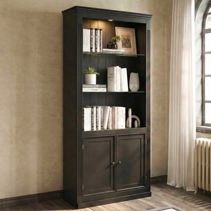 Bibliothèque 78,75 "avec 5 lumières DEL réglables, Noir
