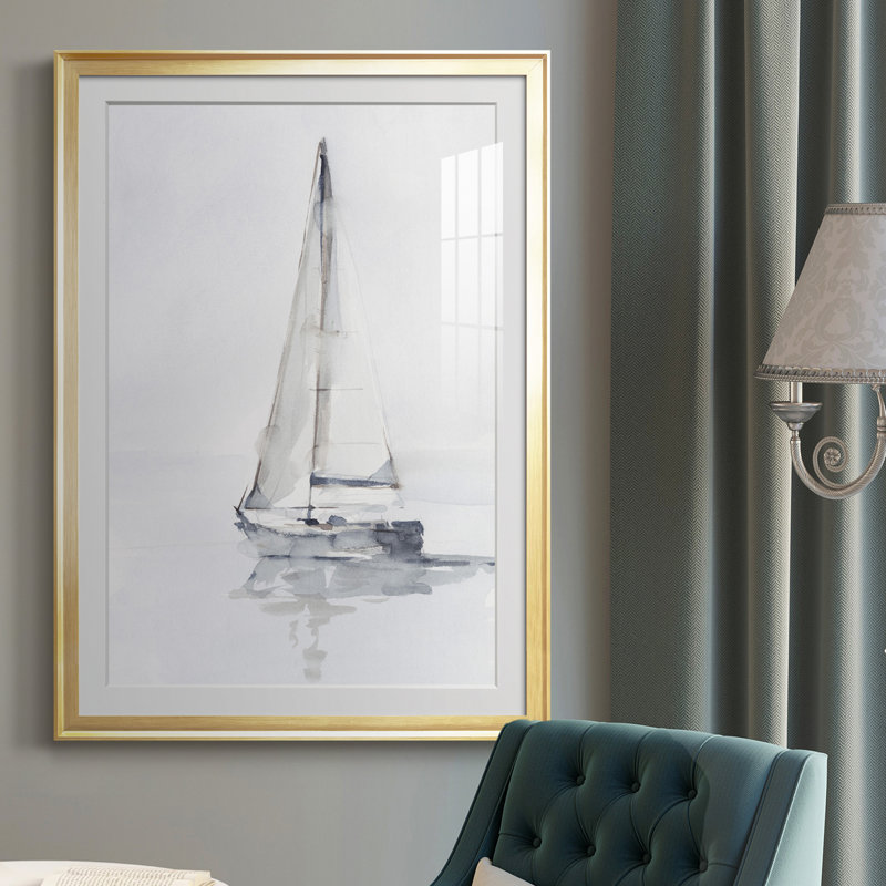 Misty Harbor I, reproduction encadrée de qualité supérieure - prête à être accrochée, Cadre doré