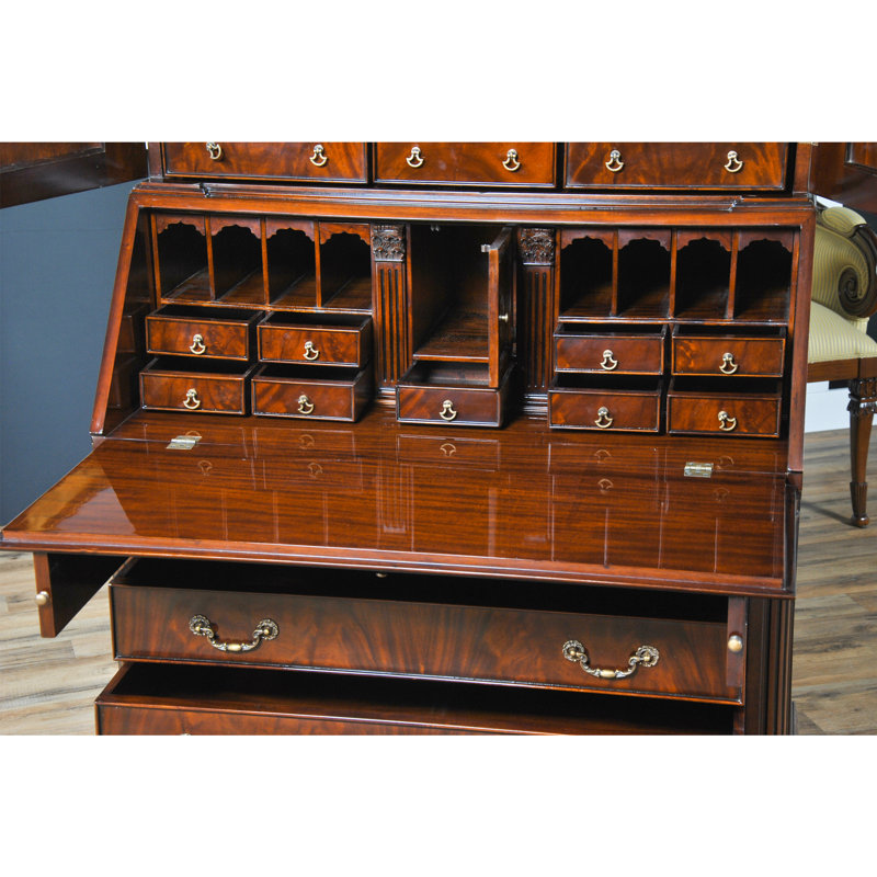 Large Mahogany Secretary Desk with Six Drawers