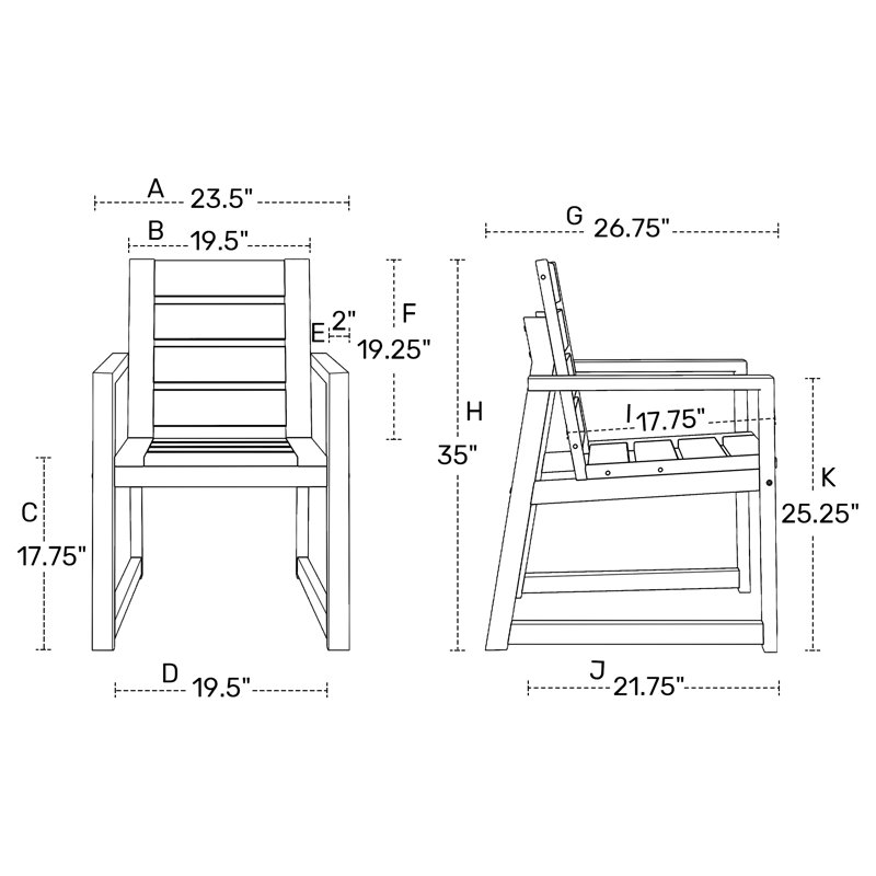 Chaise avec accoudoirs pour l'extérieur, Gris