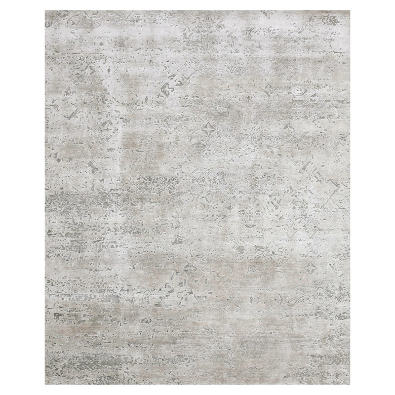 Tapis gris noué à la main de haute qualité Canterbury, Rectangulaire 8 pi x 10 pi