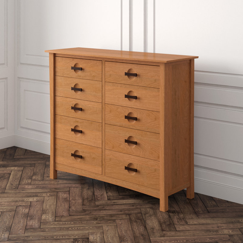 Berkeley 10 - Drawer Solid Wood Dresser, Natural Cherry