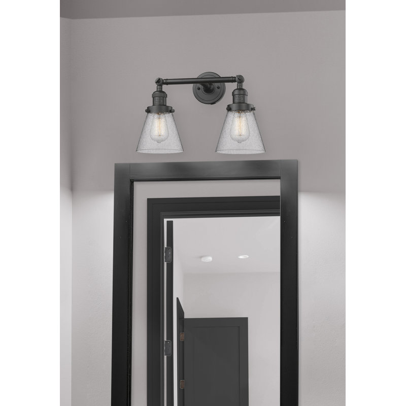 Éclairage de meuble-lavabo inclinable 2 lumières Cone, Ampoule à DEL rétro de 6 watts, Bronze frotté à l'huile, Grainé