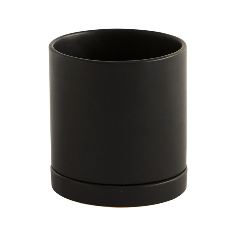 Pot de fleurs en céramique Carlotta, H 5,75 po x l 5 po x P 5 po, Noir