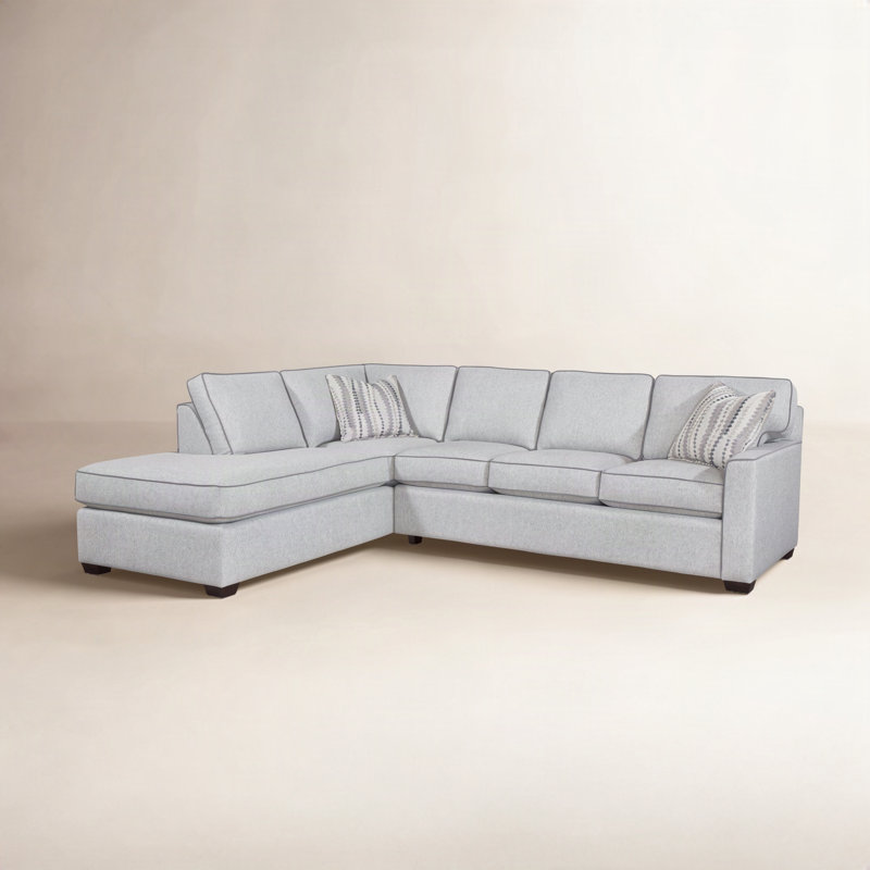 Frye Chaise Sectional, Java, Right Hand Facing, Sunbrella Blue Pinstripe; 6205-64
