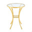 Table de bar en acier inoxydable avec plateau en verre trempé et base plaquée or-133228574