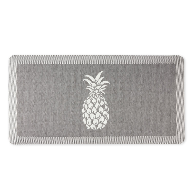 Gray Pineapple Anti-Fatigue Kitchen Mat with Textured Polyester